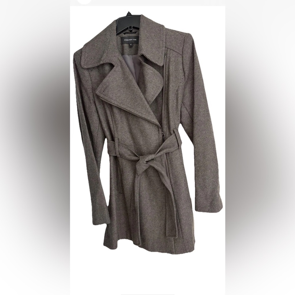 Jones New York Charcoal Belted Trench Coat